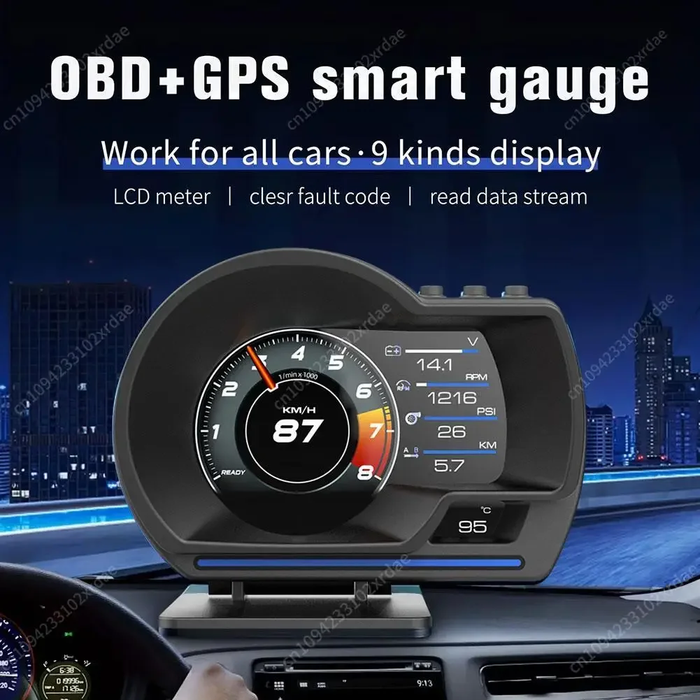 

GPS HUD P24 Car Head Up Display HUD on Board Water&Oil temp Digital Computer Meter Turbo Odometer RPM Gauge Speedom O3P1