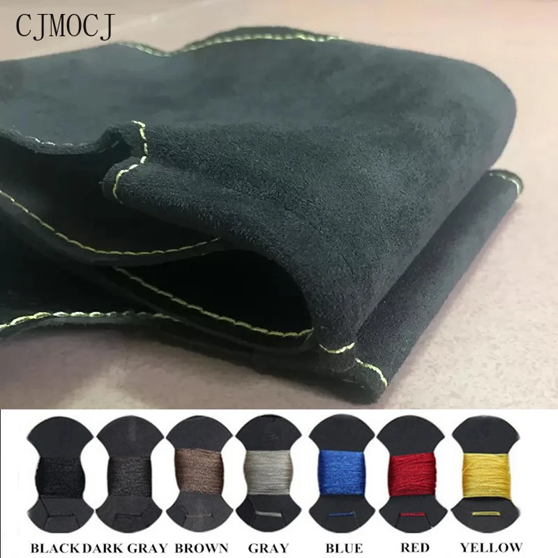 For Peugeot 208 GTI Hand Sewn Black Suede Black sewing Thread Steering Wheel Cover Special Vehicle Car Accessories