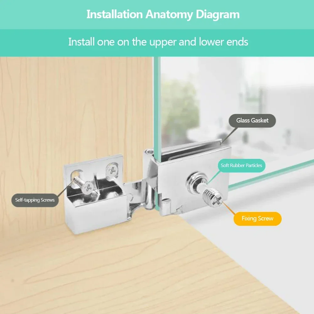 2Pcs/Set Glass Door Hinge Glass Cabinet Door Hinge Wine Cabinet Hinge Glass Display Free Hole