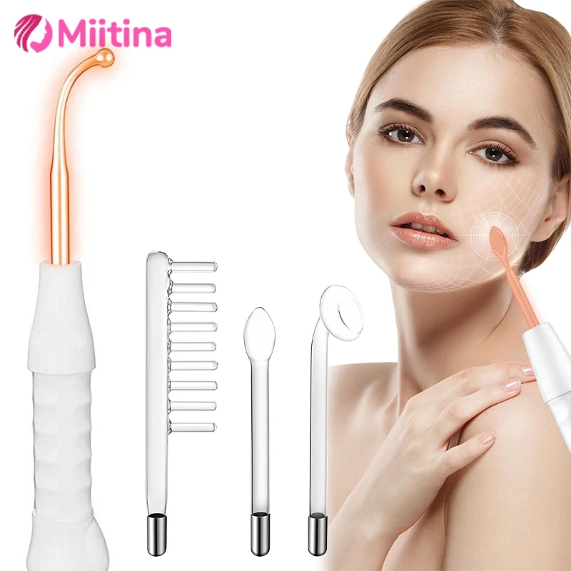 4 في 1 القطب البرتقالي عالية التردد جهاز تجميل الوجه العلاج الكهربائي عصا أنبوب زجاجي تنظيف الوجه العناية بالبشرة تشديد #1