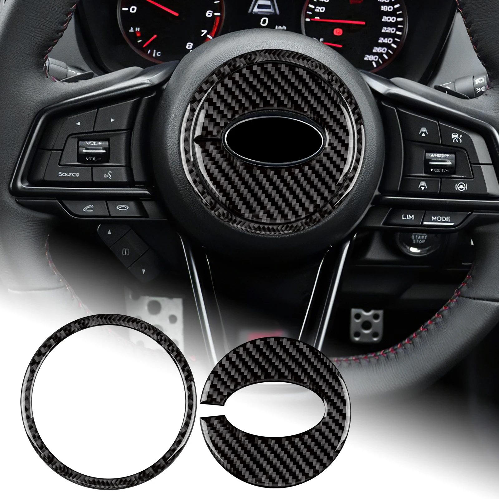 2 Adhesivos Decorativos de Fibra de Carbono para el Centro del Volante, para Subaru WRX VB 2022 2023 2024 2025 2026, Accesorios Interiores para Auto