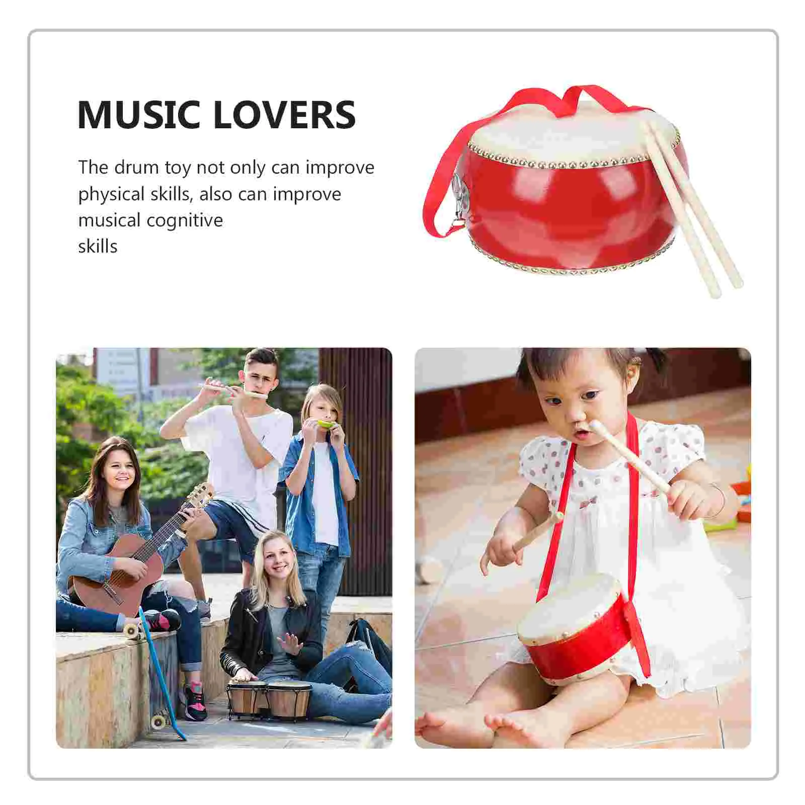 Hand Percussion Instruments Drum Musical Portable Child Tambourine Baby Toy