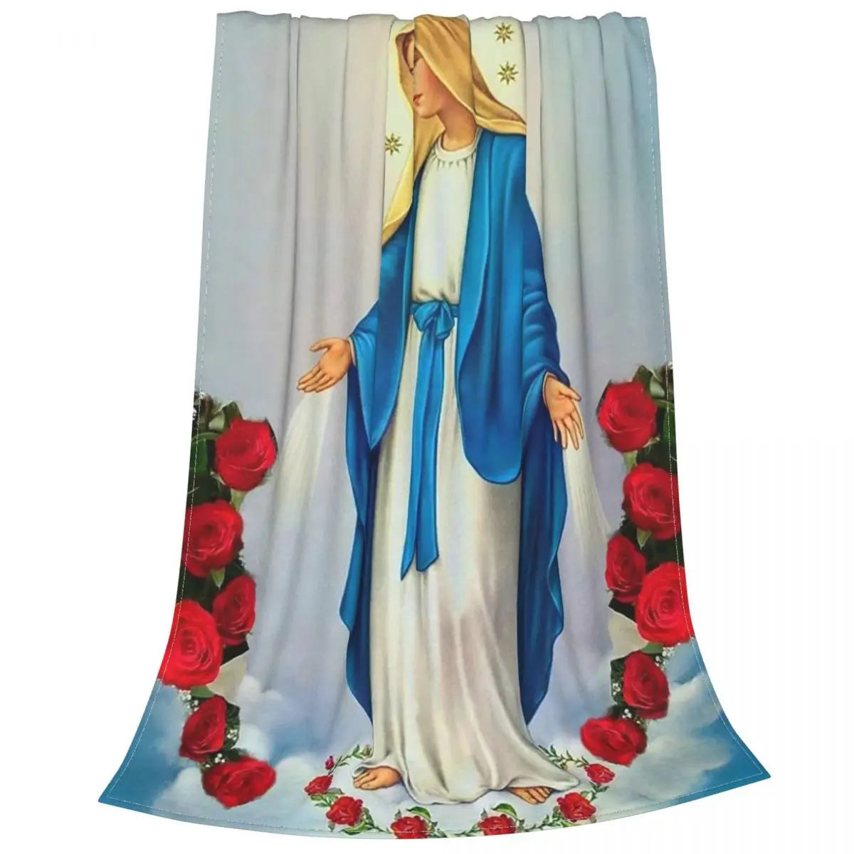 

Jesus Virgin Mary Blanket Velvet Textile Decor Christian Catholic Multi-function Warm Throw Blankets for Sofa Office Bedspread