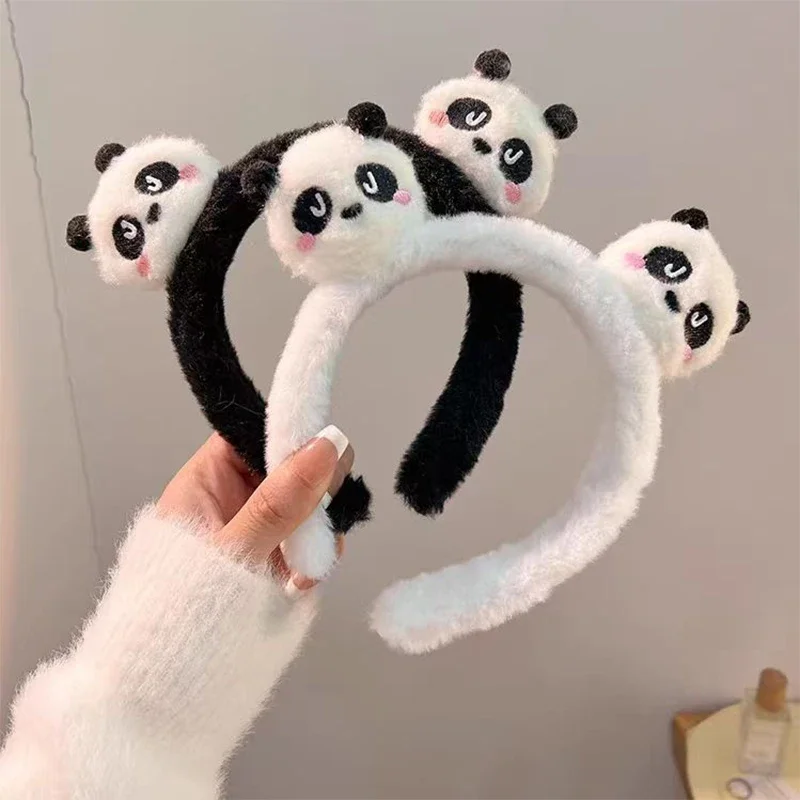 New Cute Panda Hair Bands Women Face Wash Special Non-slip Headband Cartoon Plush Wide Edge Headband Girls Hair Accessories