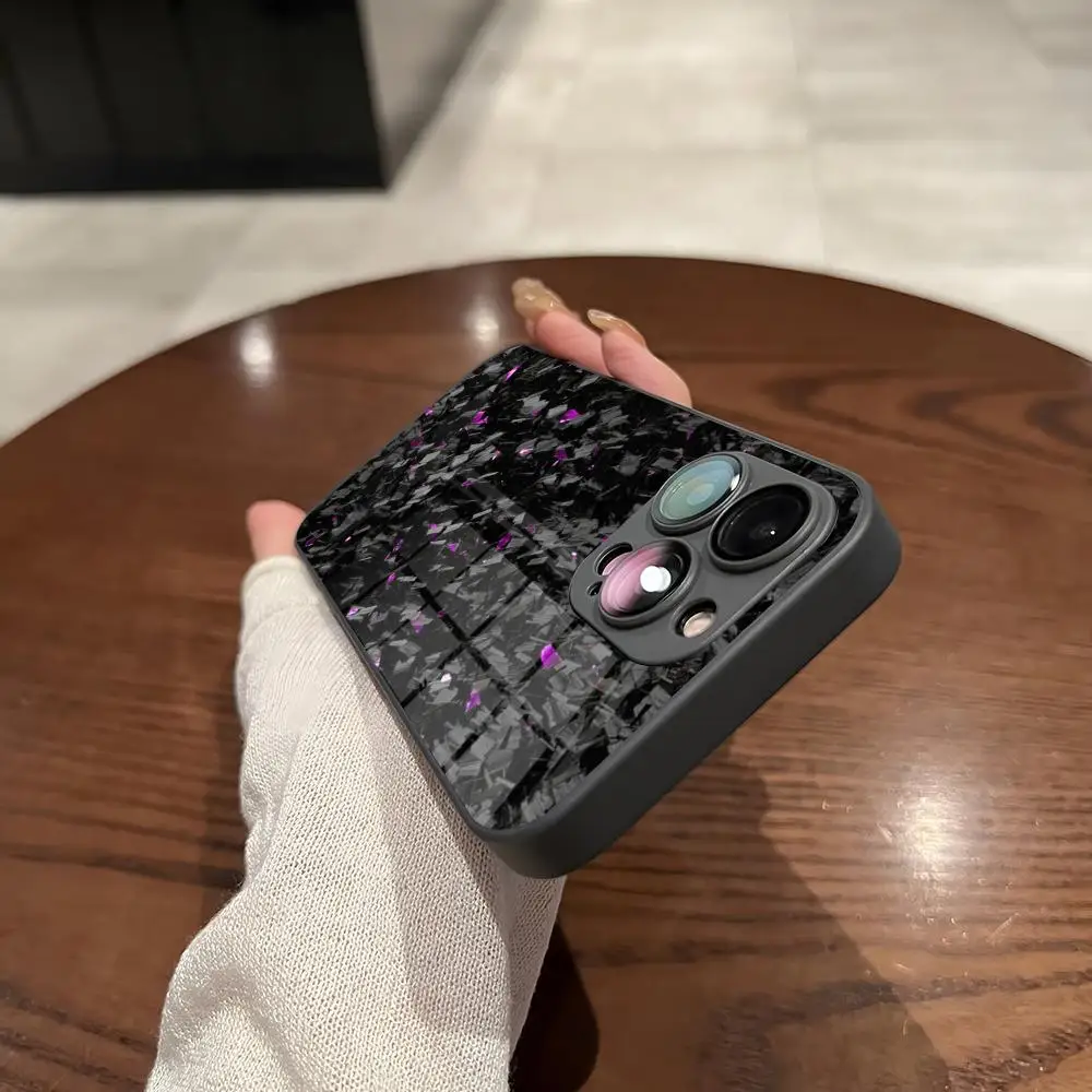 

Luxury Gloss Real Carbon Fiber Armor Phone Case Glass For IPhone 16 15 14 Pro Max 13 12 Mini 11 X XS XR 8 Plus For Delivery Sams