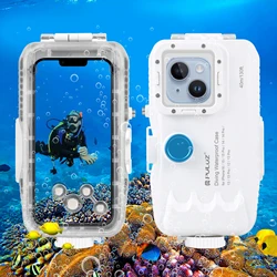 PULUZ 40m/130ft Waterproof Diving Case for iPhone 16 15 14 13 12 11 Pro Max Plus with One-way Valve Underwater Housing Cover