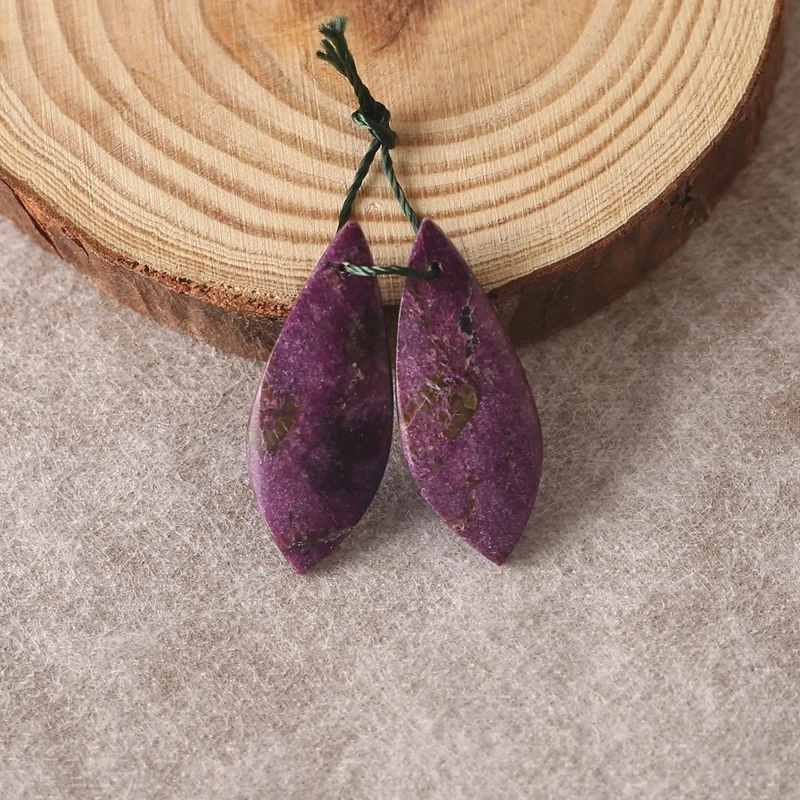 

Серьги ручной работы из натурального фиолетового камня, бусины 31x12x4 мм, набор из 3 г, комплект ювелирных изделий своими руками для женщин, подарок на африканскую вечеринку