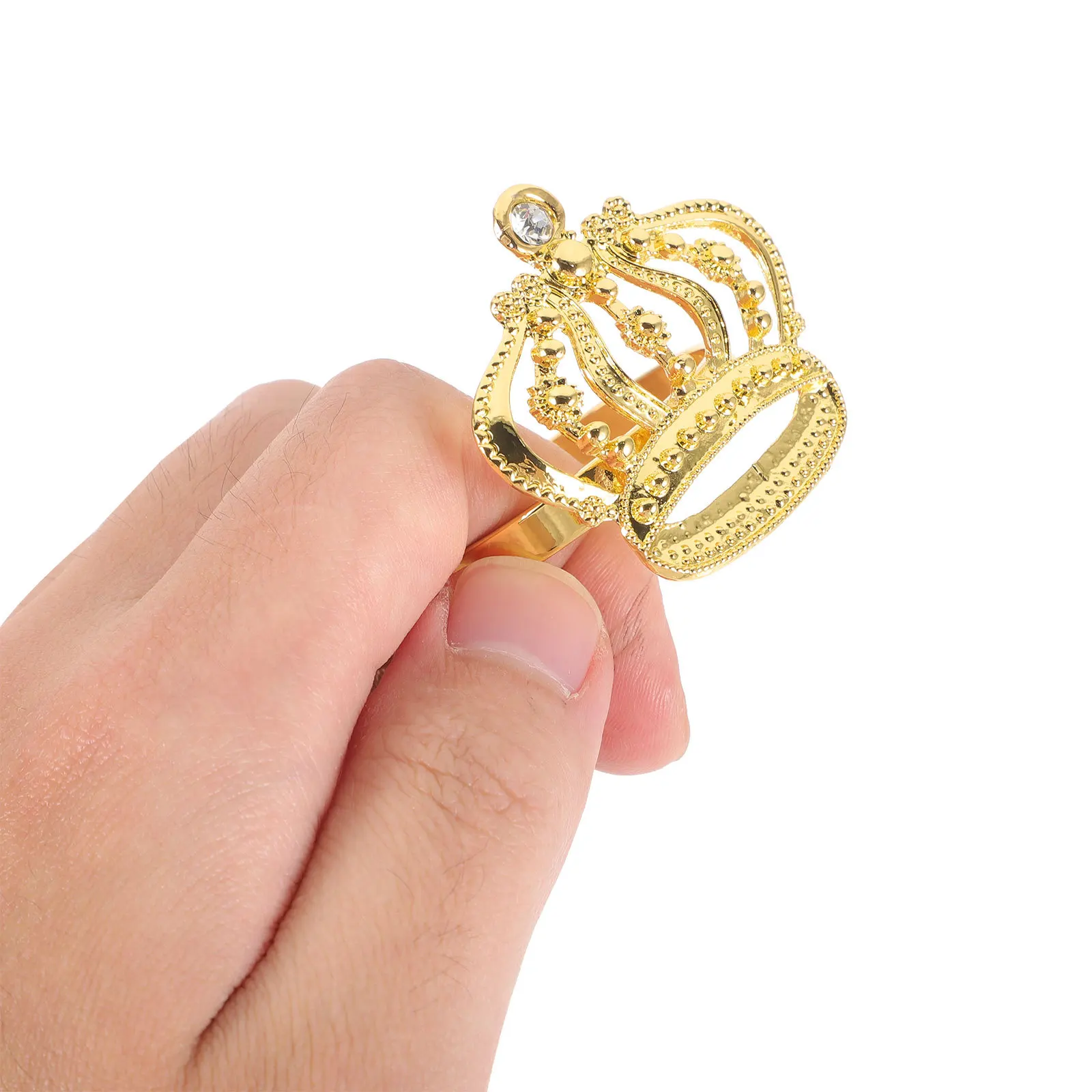 

4pcs Metal Crown Napkin Rings Golden Sparkling Rhinestones For Wedding Party Christmas Dinner Table Decoration Napkin Holders