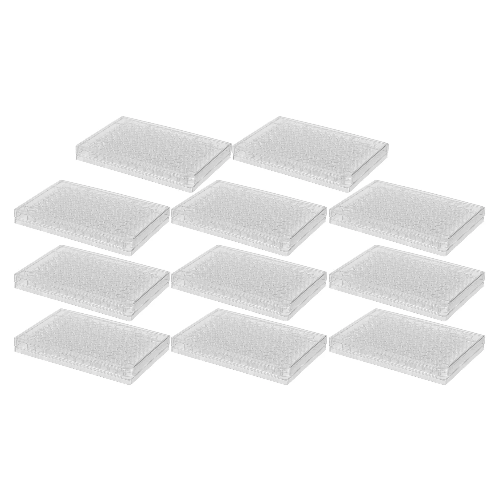 

10Pcs Cell Culture Plate with Lid 96 Well Transparent Plastic Dish for Biological Analysis Reusable Laboratory Supplies Agar