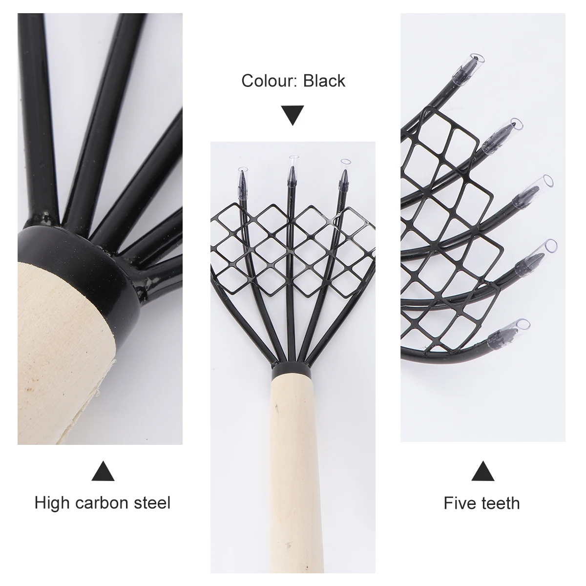 

High Carbon Steel Net Rake Seafood Digging Tool Portable Rust Resistant Wood Handle Scraper Rake Garden Shovel