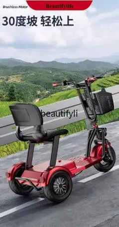 

E132 Elderly scooter electric tricycle folding battery car removable battery adult small electric vehicle household