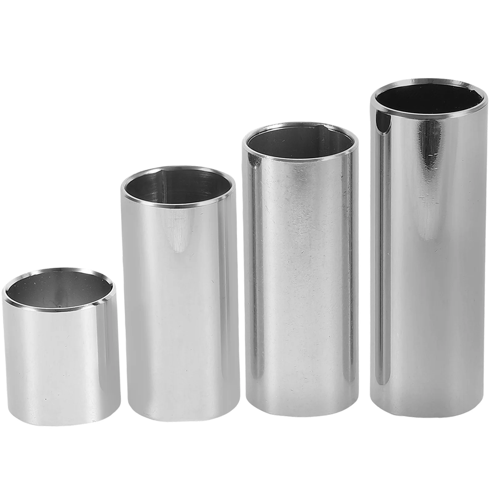 4 Pcs Guitar Slide Metal Bass Stick Electric Acoustic Guitars 28mm 51mm 60mm 70mm Stainless Steel Finger Protector Lightweight