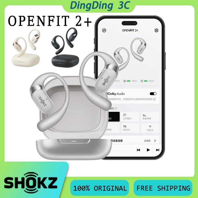 SHOKZ OpenFit 2+ T921 Wireless Earphone With 4Mics AI Noise Reduction Dolby Audio IP55 Waterproof Customized Open Sports Earbuds