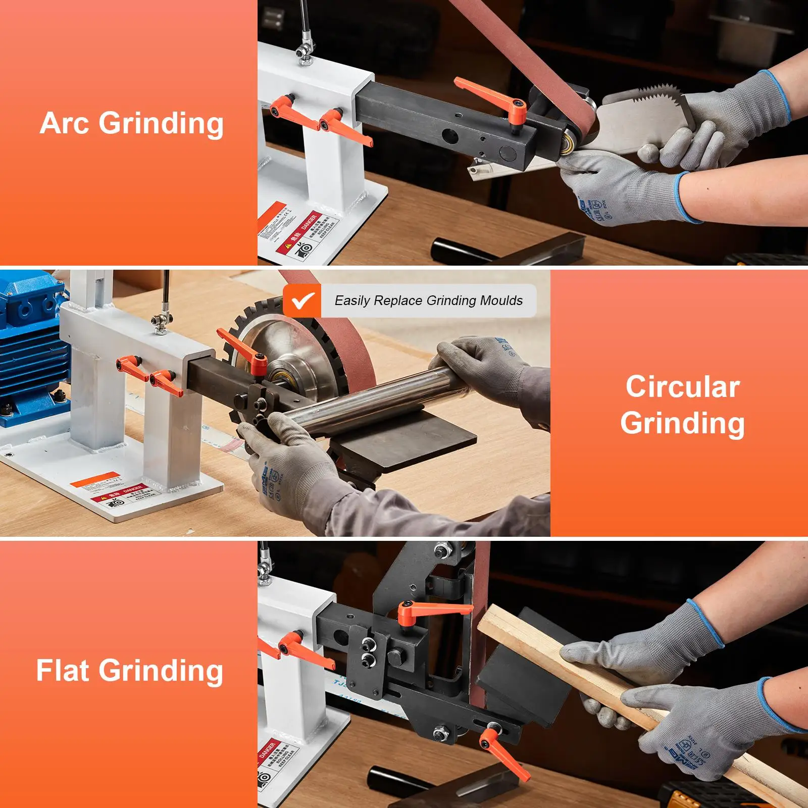 72 x 2 Inch Variable Belt Grinder Sander with VFD 1500W  Metal Polishing Grinding Machine with 3 Grinding Moulds and 3PCS Sanding Belts for Knife Making