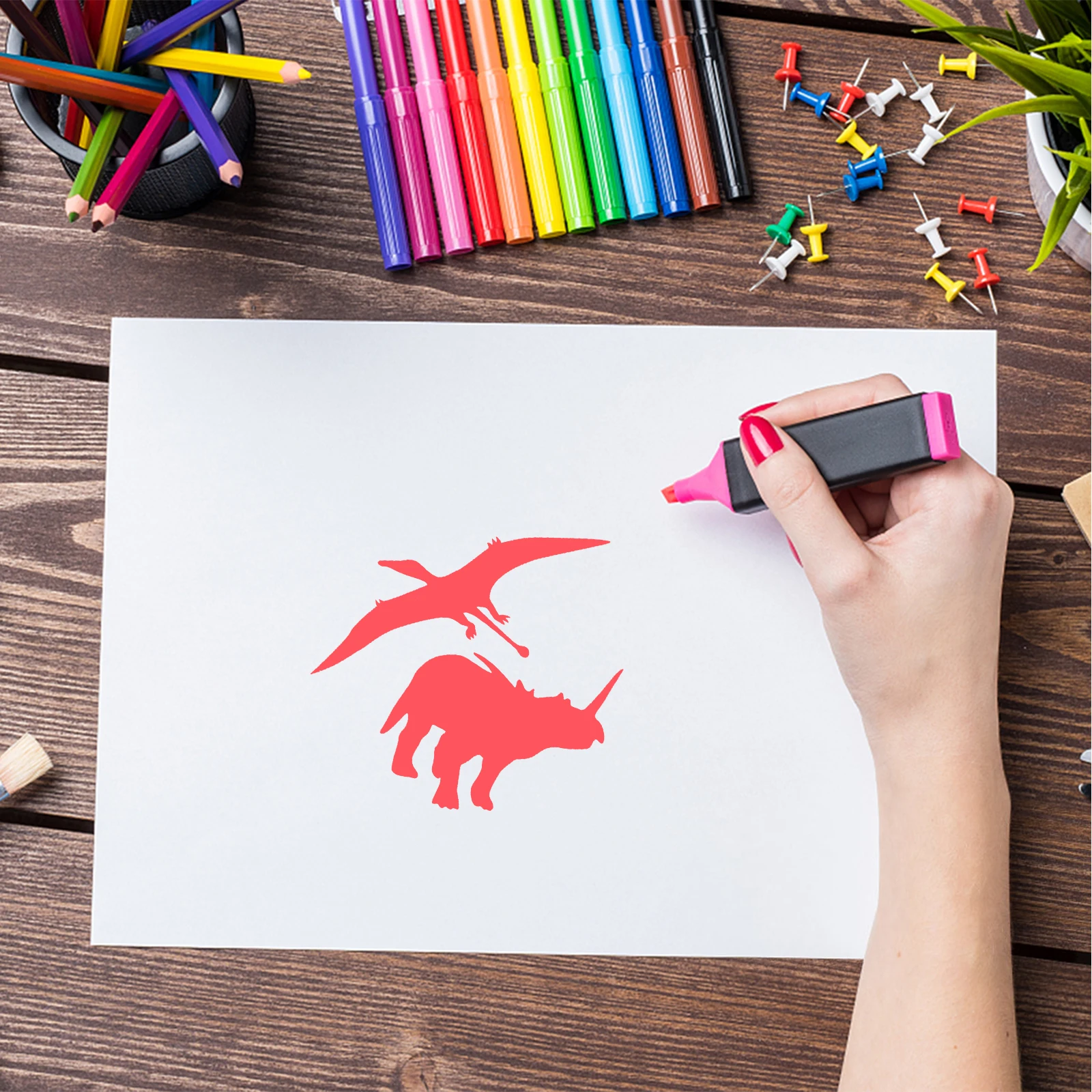 

10 PCS Dinosaur Drawing Template Stencils DIY Crafts Art Painting Spraying Child