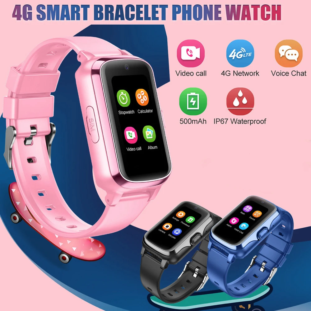 Kids 4G Smart Watch 500mAh SOS GPS Location Video Call WiFi Sim Card For Children Smartwatch Camera IPX7 Waterproof Baby Gifts