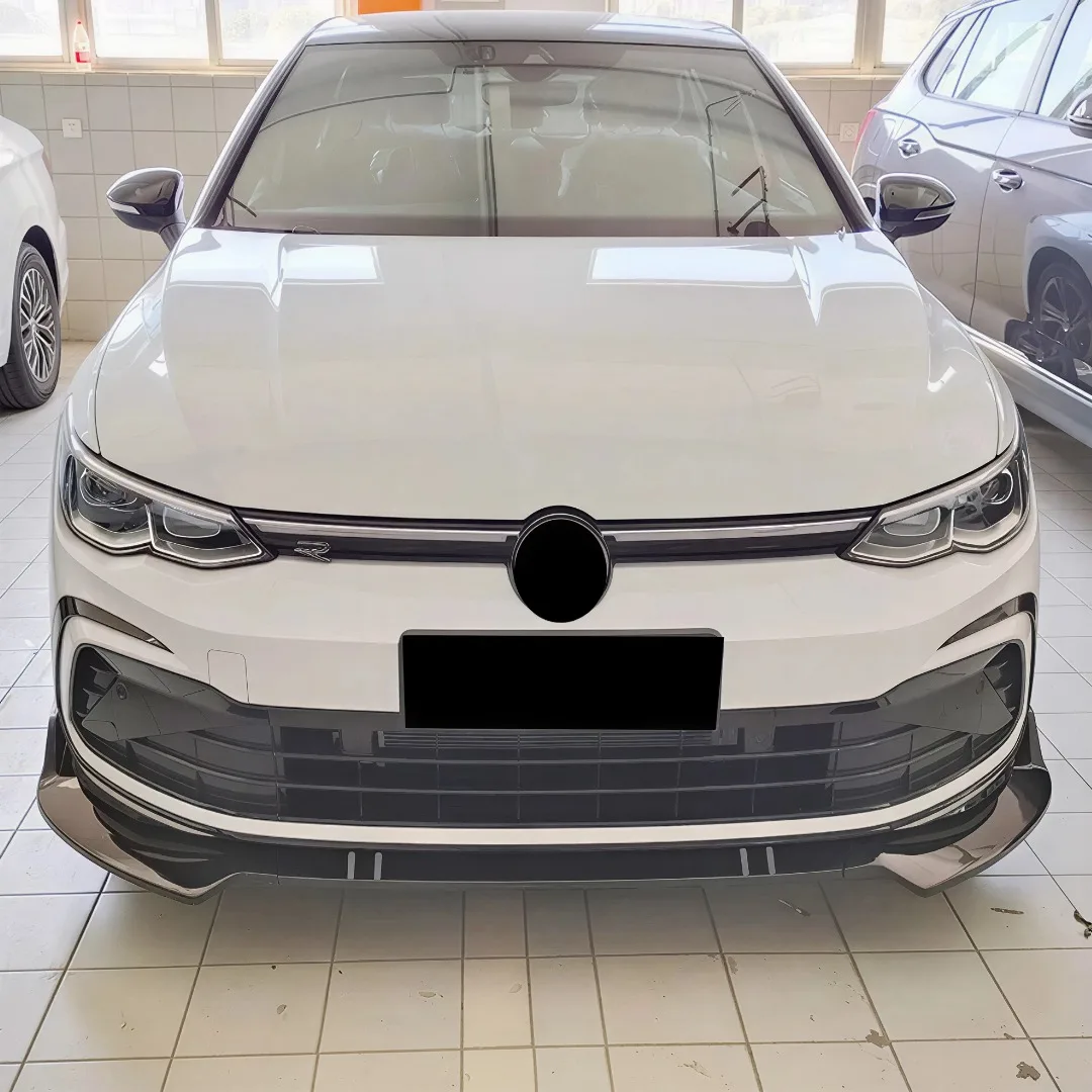 For VW Golf 8 MK8 2020-2023 Front Protector Splitter Bumper Lip Spoiler Chin Decoration Trim Glossy Black Tuning Car Accessories