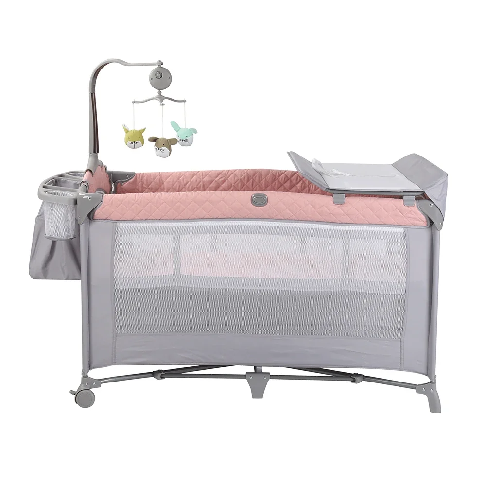 2024 Instock hot sale cheap adjustable tourist bed movable portable baby multi-function crib, suitable for 0-6 years old infants