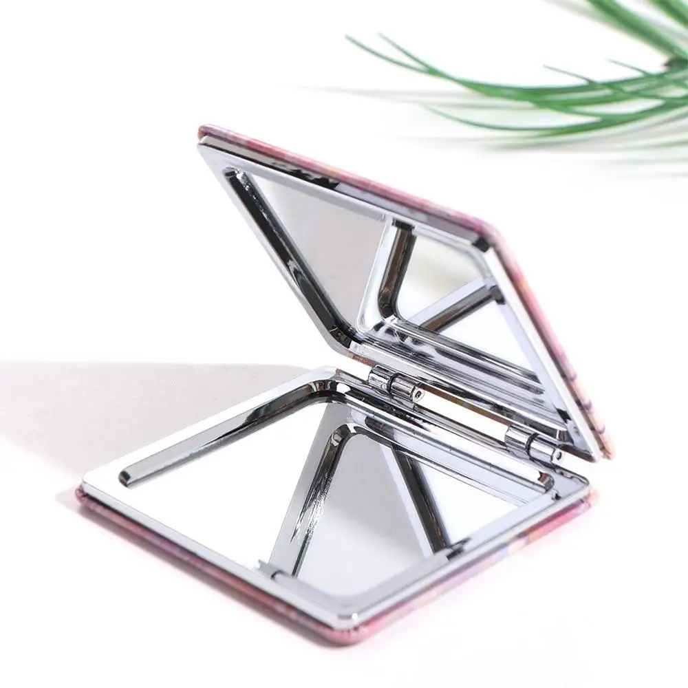 Cosmetic Mirror Flower Folding Makeup Mirror Handheld Square 2-face Makeup Mirror Tulip Portable Portable Pocket Mirror Women