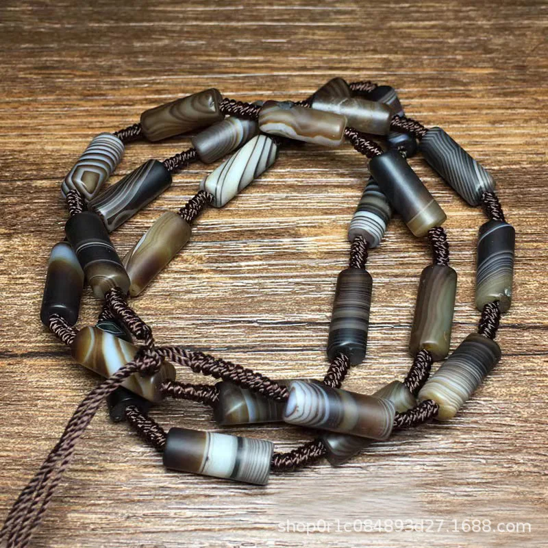 Sardonyx Agate Tube Beads Chain Jade Pendant String Lanyard Necklace Rope Men's and Women's Pendants