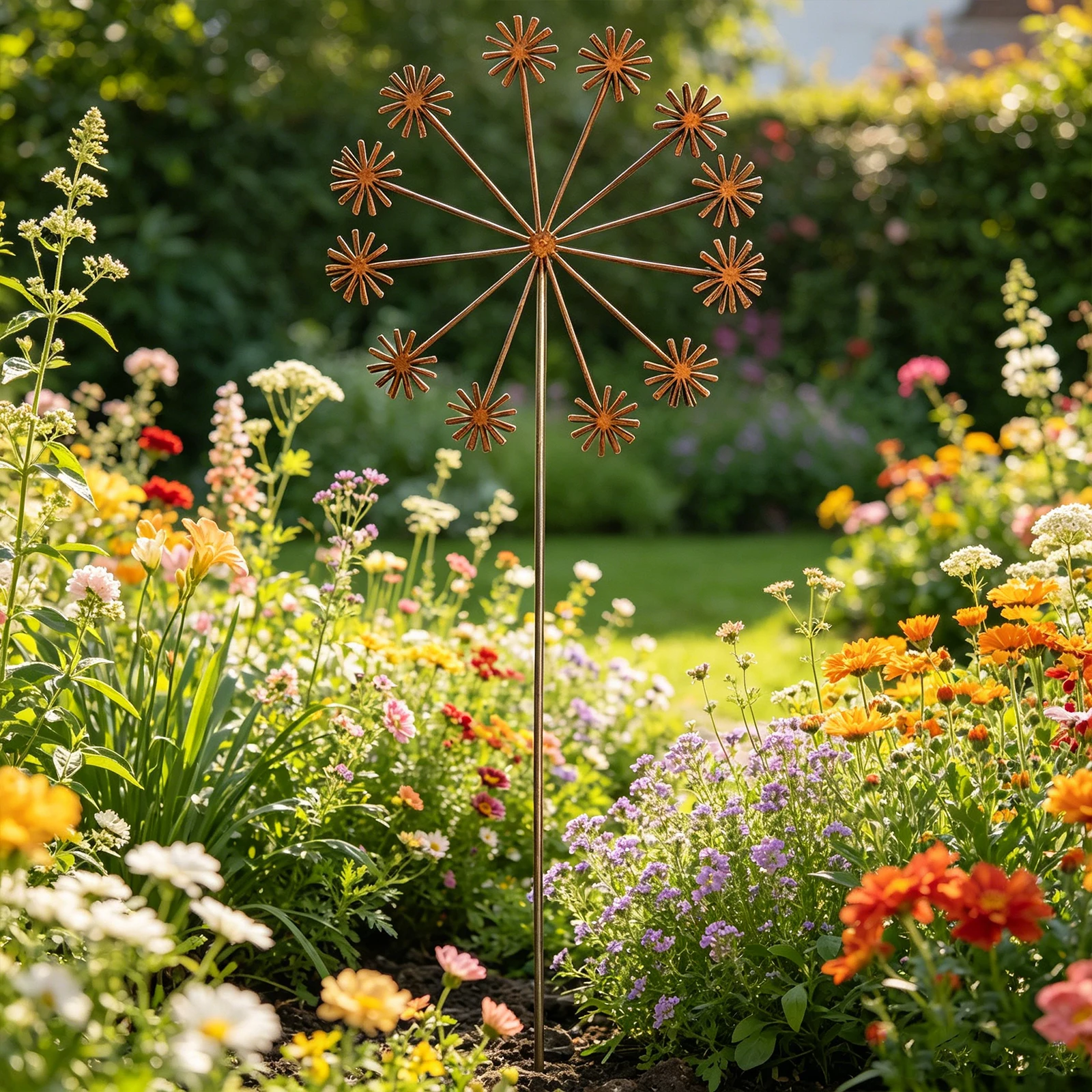2Pcs Metal Corten Garden Stake Sturdy Flower Poppy Garden Stake Decoration for Outdoor Courtyards Gardens Balconies Terraces