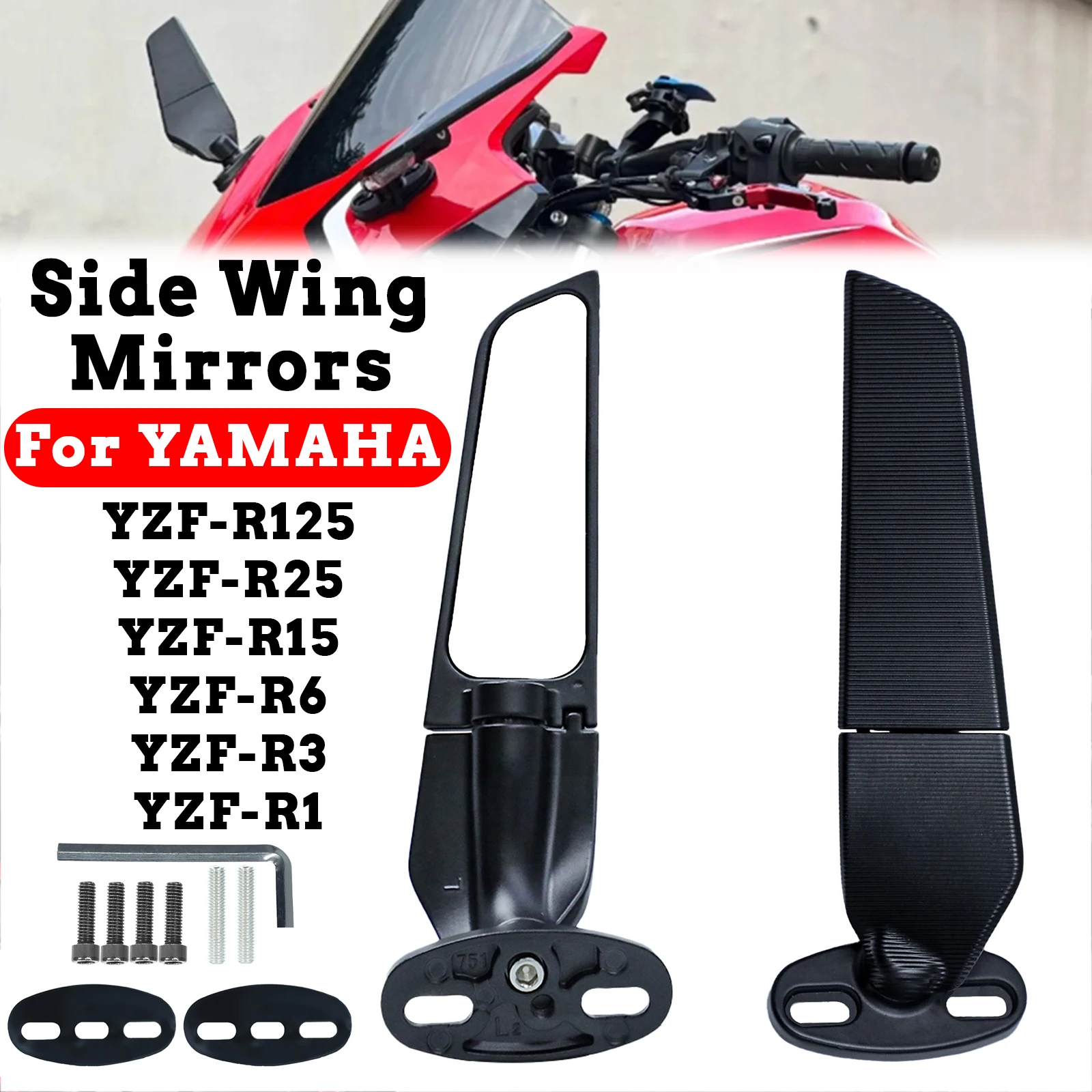 MT-09 Side Wing Mirrors For YAMAHA MT-09 MT-07 MT-10/SP Motorcycle Rearview Mirror Rotatable Foldable Wind Wing Mirror 2024 2025