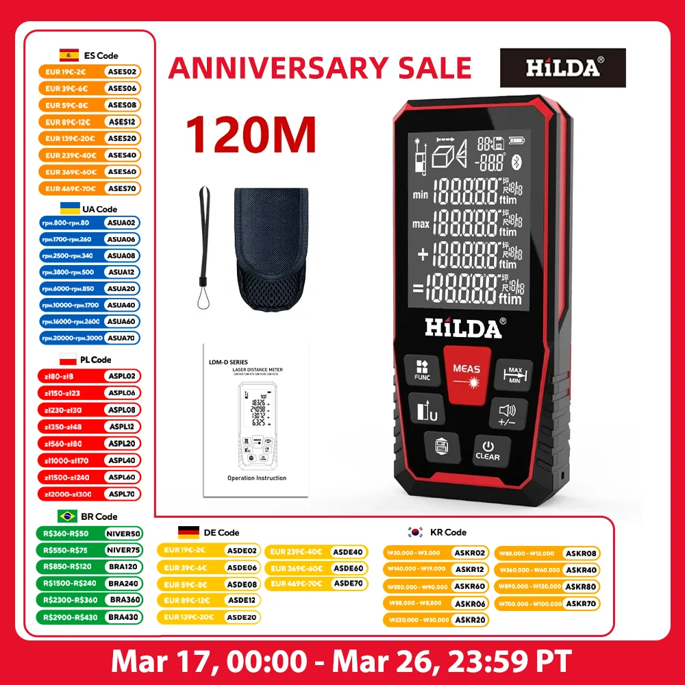 Laser Distance 100M/120M Rangefinder profesional meter laser range finder Ruler Test Tool