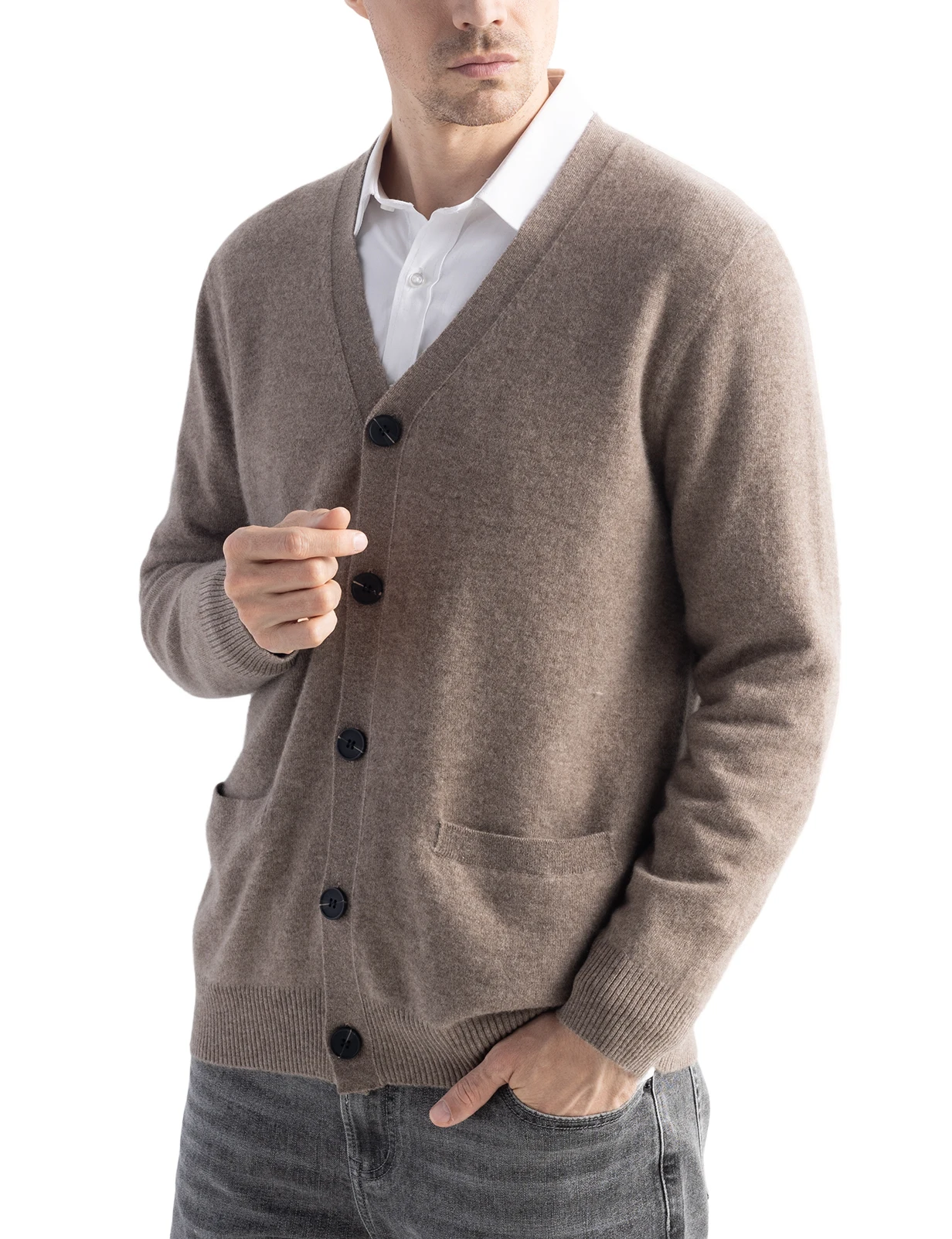 

Men's Cashmere Cardigan Knit Sweater 100% Merino Wool Knit Sweaters Fall Winter Warm Long Sleeve Cardigans Fashion Male Clothing
