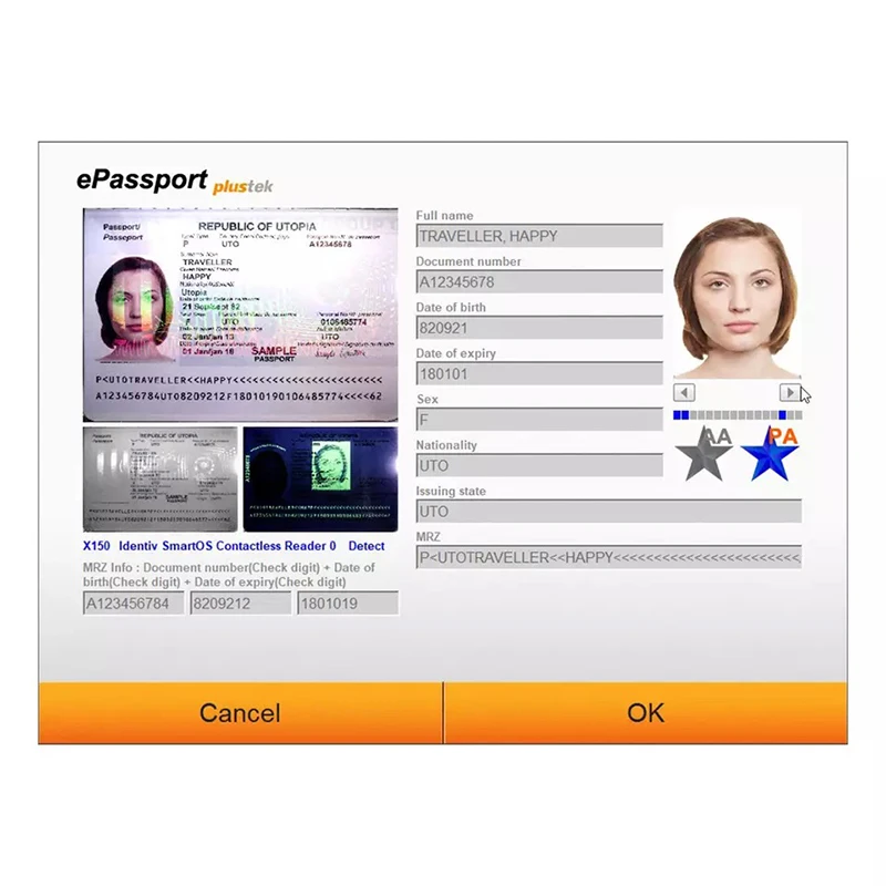 Plustek E-Passport Scanner X200 RFID ID Document Reader with OCR / MRZ White light, Infra-red and UV light SDK Provide