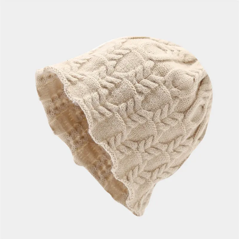 2025 осенне-зимняя хлопковая утепленная вязаная шапка с геометрическим рисунком, теплая шапка Skullies, шапка-бини для девочек и женщин 10