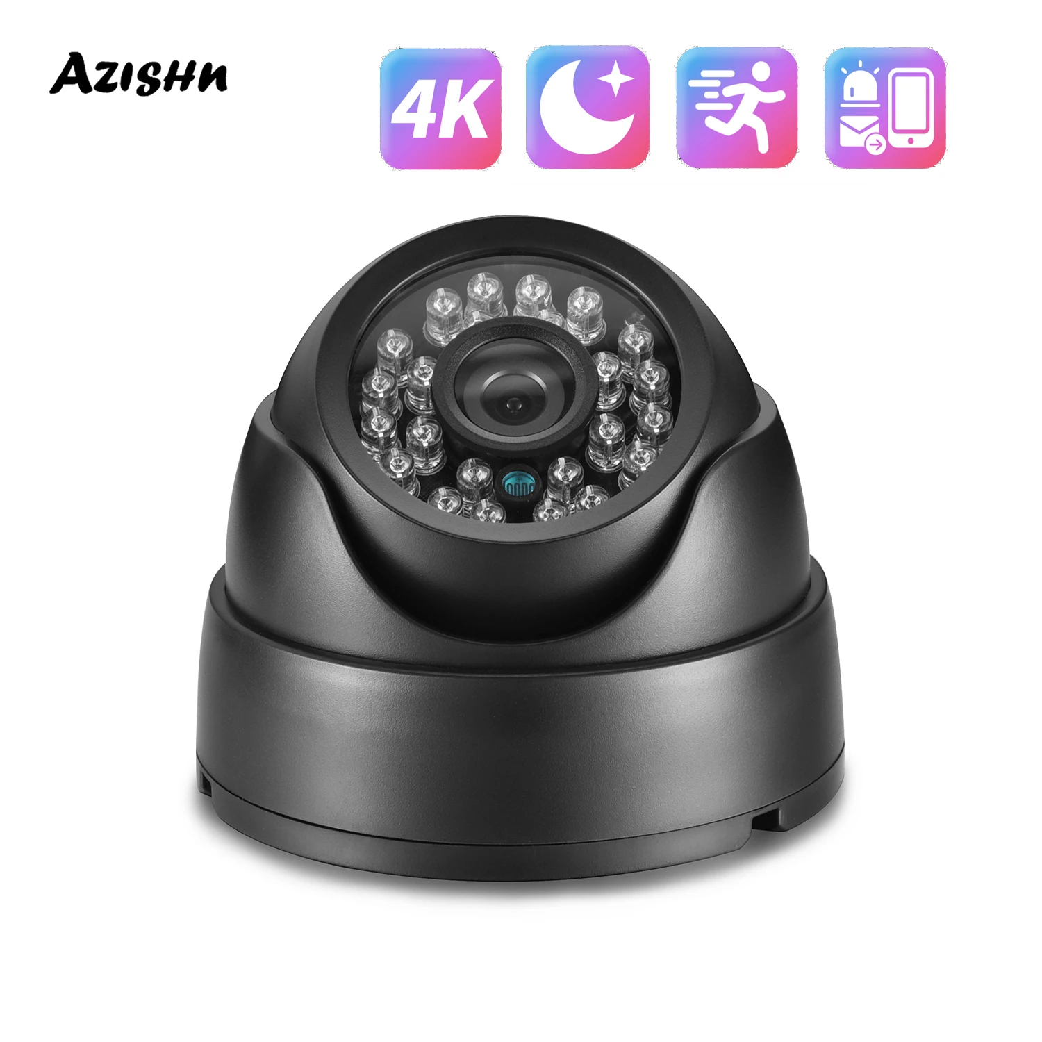 

AZISHN Security IP Face Detection Camera 8MP 5MP H265+ Video Surveillance Outdoor 24pcs IR LED Night Vision Camera Email Alerts