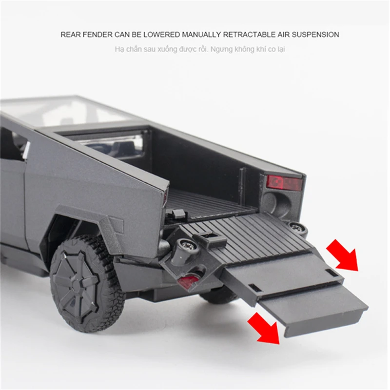 1/32 Cyber toy truck Pickup Alloy Truck Car Model Diecasts Metal Off-road Vehicles Car Model Sound and Light Childrens Toy Gift