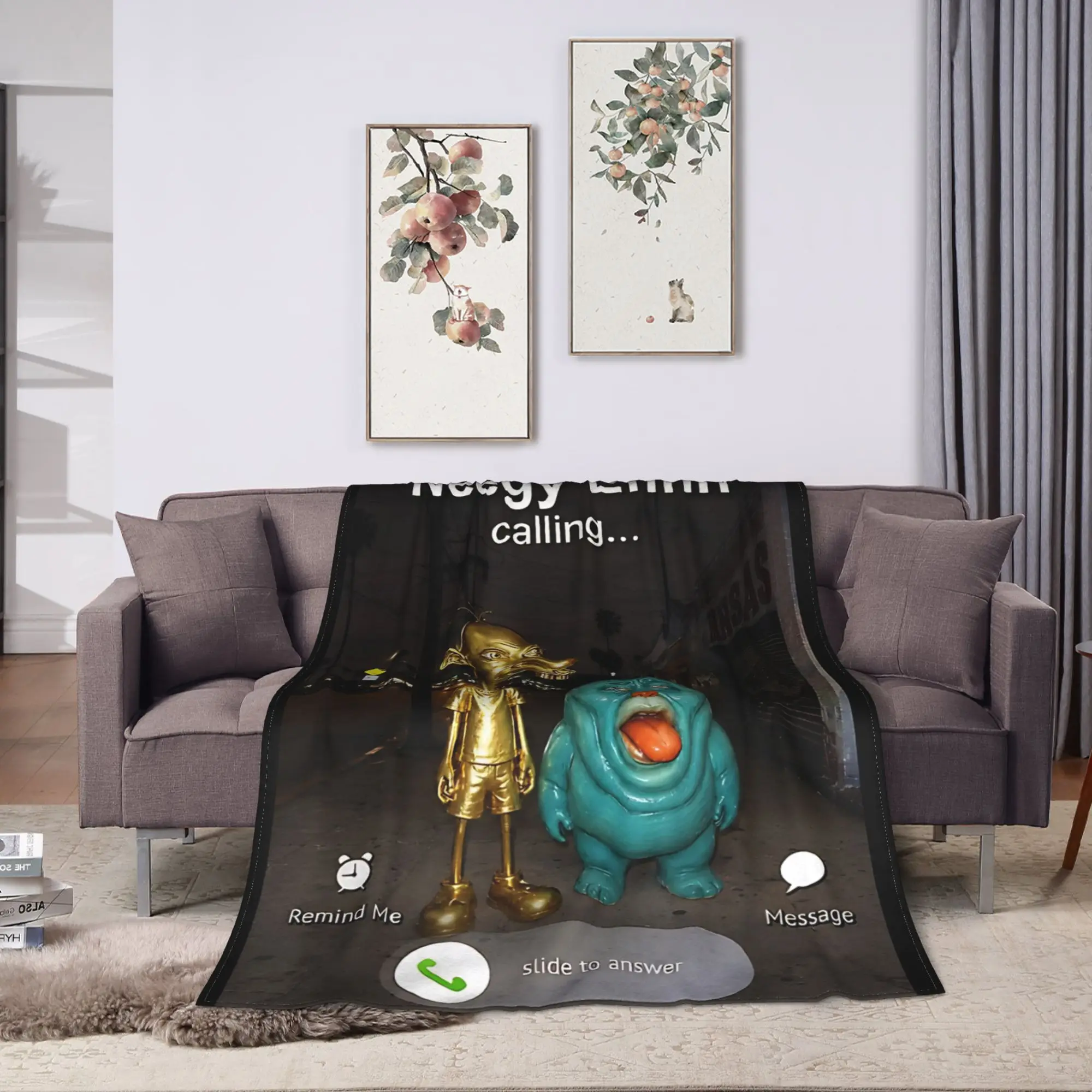 Neegy Ehhh Calling Viral Brainrot Blanket  Decorative Flannel Throw Blanket For Outdoor Super Warm Custom Quality Bedspread