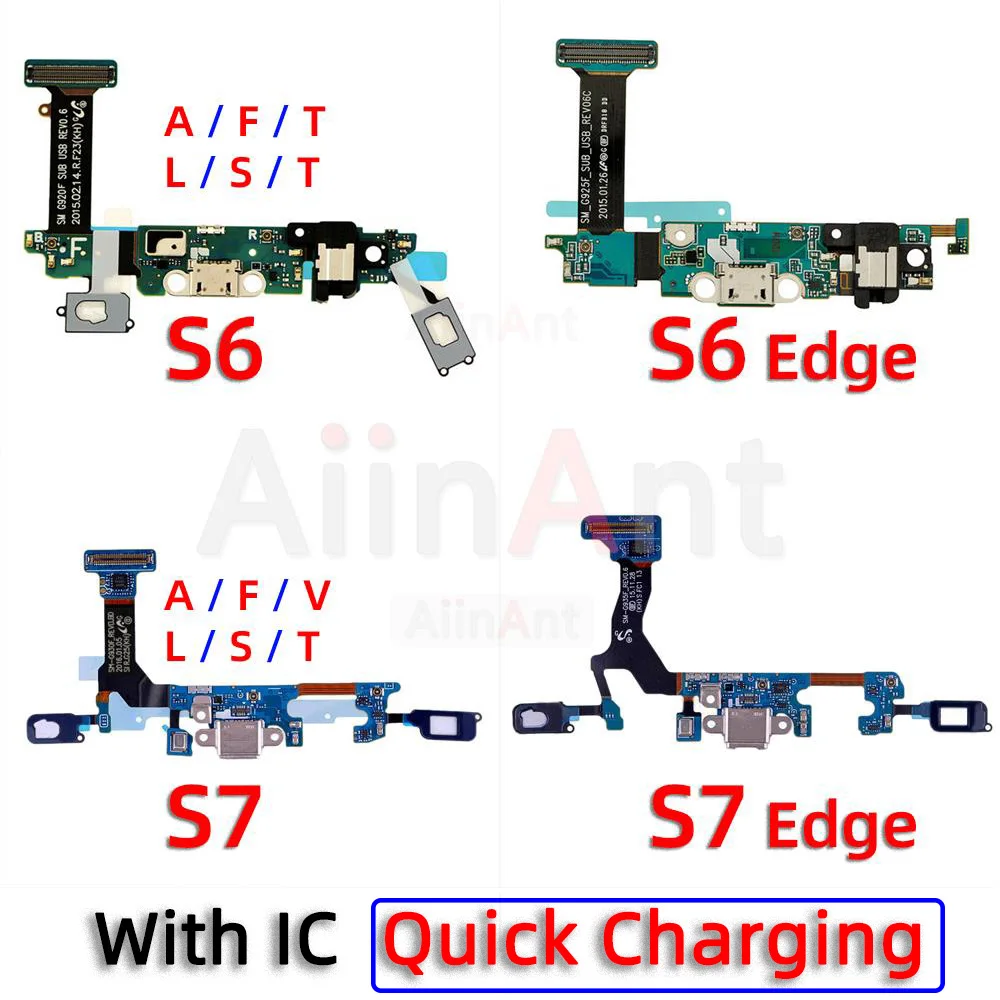 Aiinant USB 충전 도크 보드 포트 충전기 플렉스 케이블, 삼성 갤럭시 S6 S7 엣지 G920A G925A G930A G935A 용