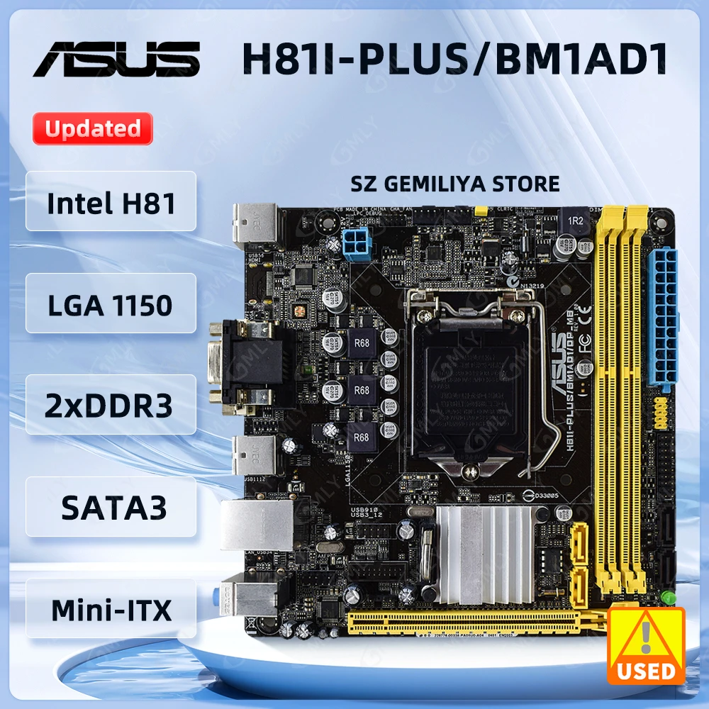 ASUS H81I-PLUS Mini ITX Motherboard H81I-PLUS/BM1AD1/DP_MB LGA 1150 intel H81 support Core i3-4130 i3-4350 i3-4170 i5-4570 DDR3