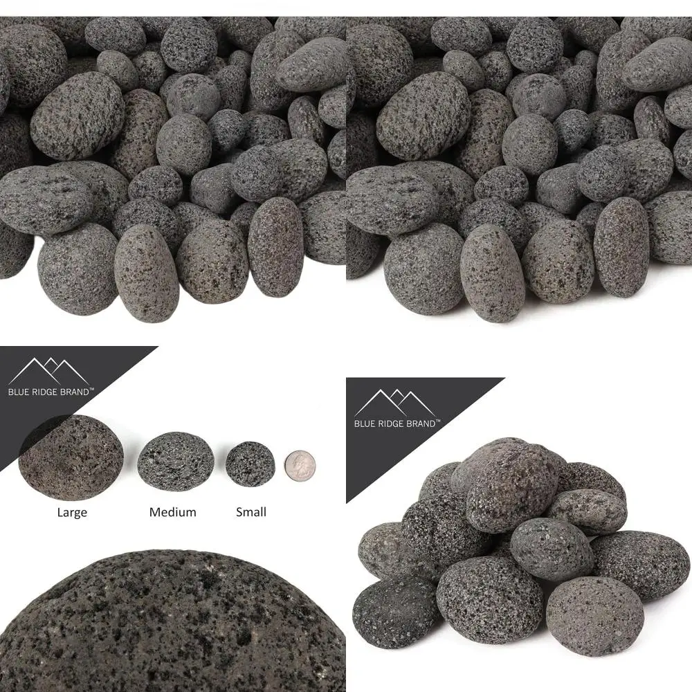

25-фунтовые галтованные черно-серые лавовые камни - вулканические камни среднего размера