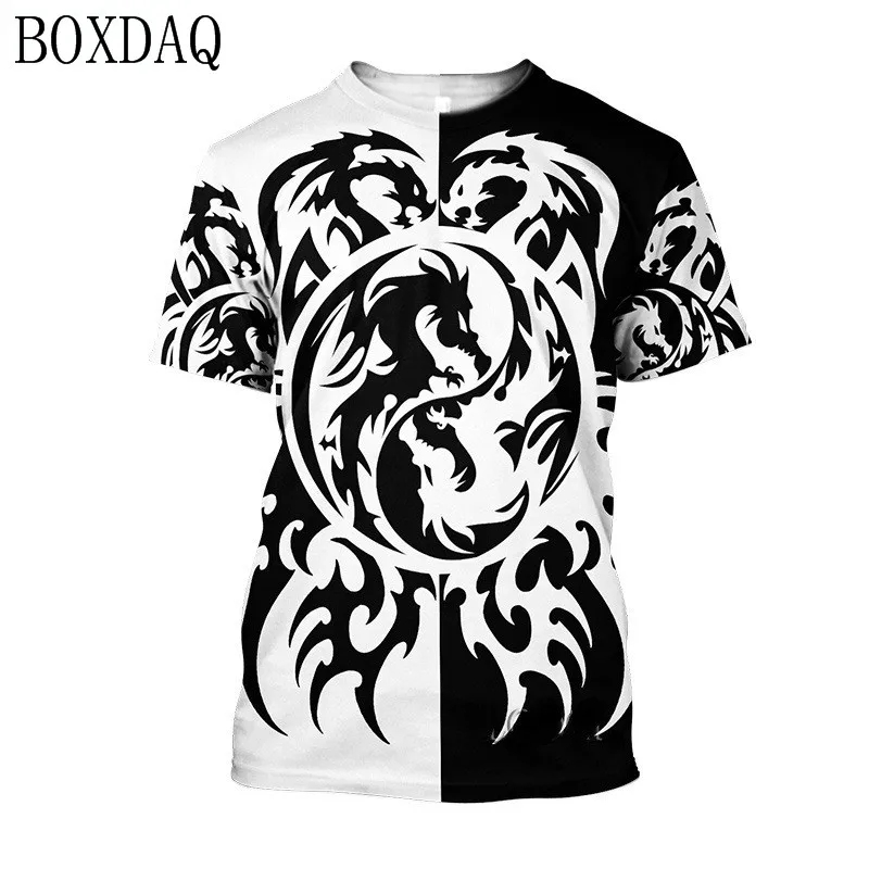 Dragon Ferocious Men's 3d T-Shirts Short Sleeve 3D Print Street Style Oversized Tops Summer Loose O-Neck Large Size T Shirt