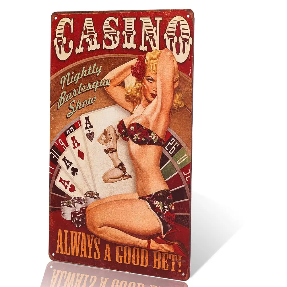 dingleiever-Casino Always A Good Bet Pin Up Girl metal sign Metal Decor Art Bar Pub Shop Store