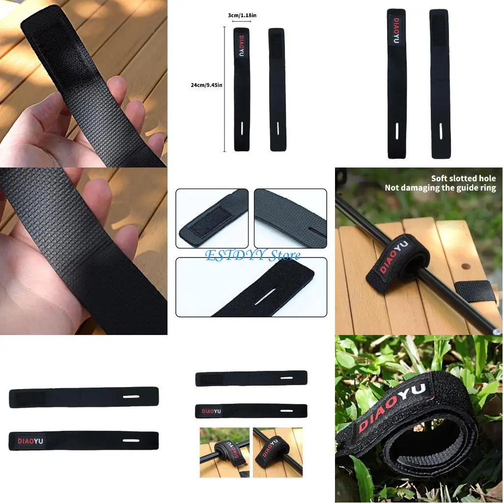

G6DE 1/2Pcs Fishing Rod Fixing Strap Adjustable Rod Belt Fishing Rod Tie Holder Strap for Castings Rod Fishing Rod Fly Rod