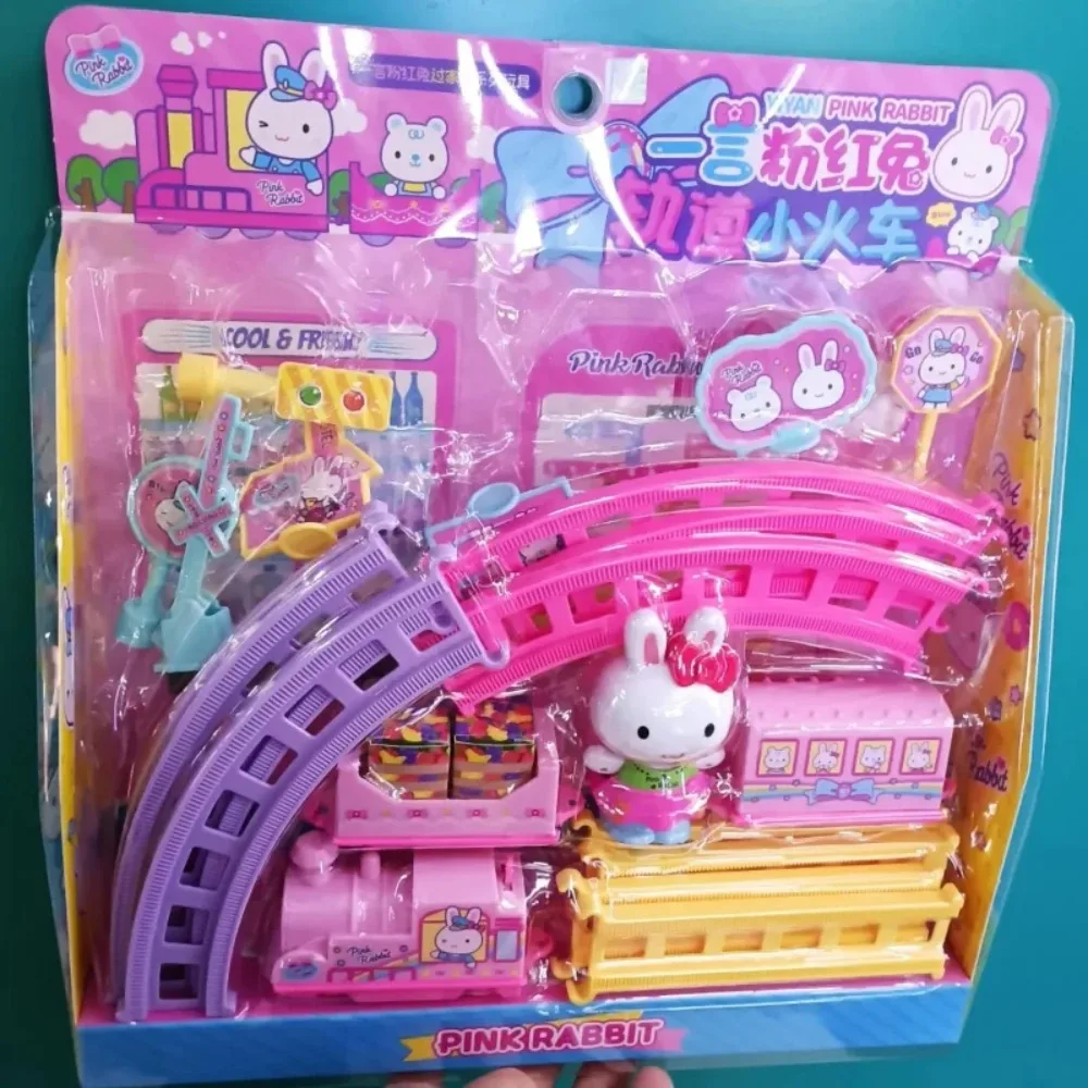 Figuras de conejo rosa, refrigerador de cocina, Mini mesa de maquillaje, carrito de compras para fiesta, equipo médico simulado, juego de escena, juguete