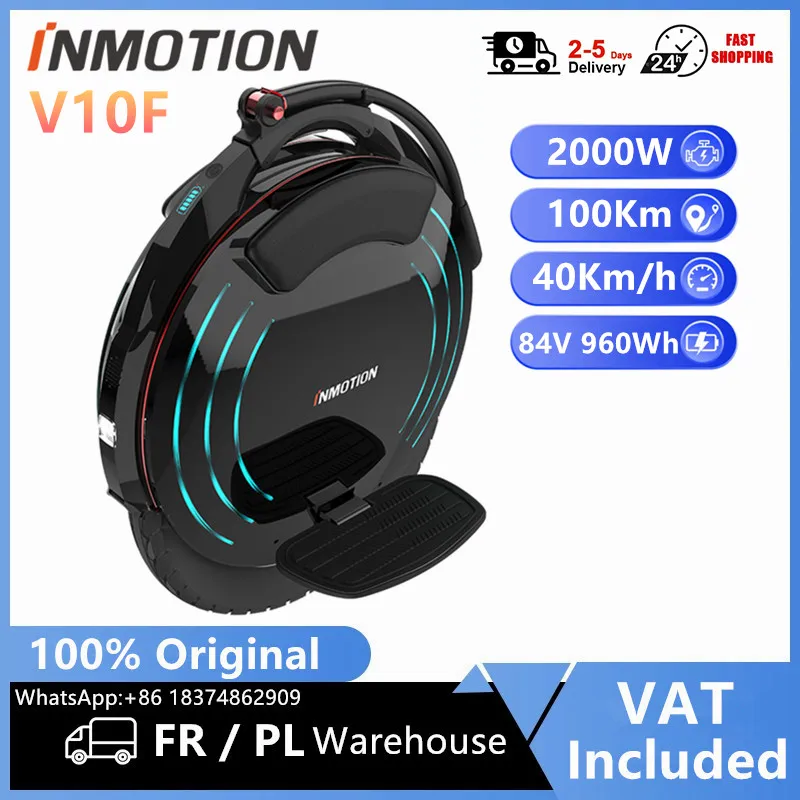 EU STOCK Original Inmotion V10F Electric Unicycle 2000W Motor 40KM/H Speed 100KM Range 16inch EUC with Bluetooth Speaker