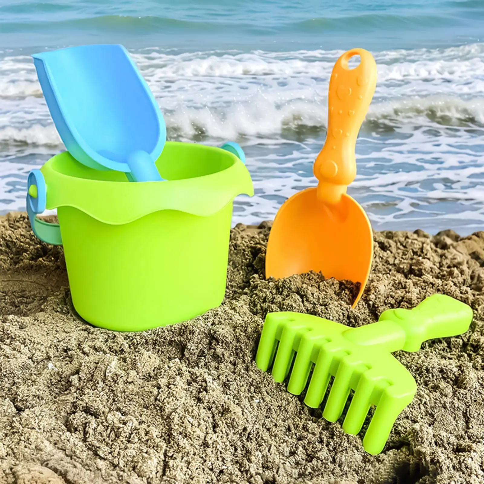 เด็กของเล่นชายหาดเด็กของเล่นทรายสําหรับชายหาดน้ําหนักเบาการออกแบบ Sandbox ปราสาทชุดก่อสร้างแม่พิมพ์ถังพลั่วสําหรับโรงเรียน