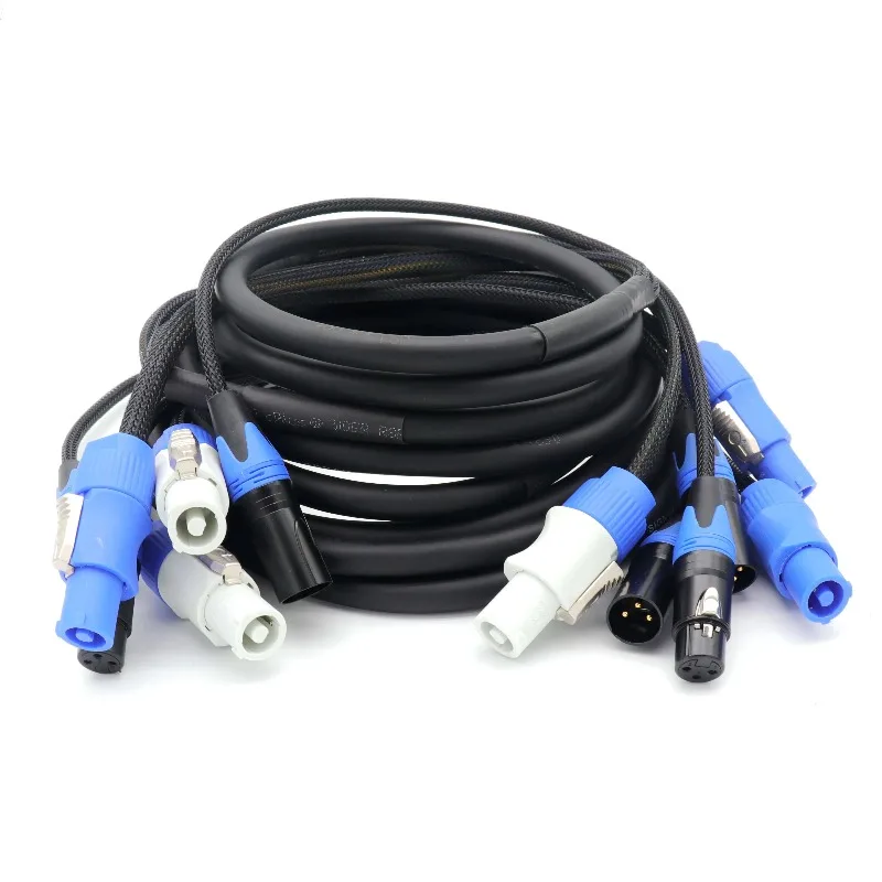

PowerCON/XLR Power & Audio Combo Cable – XLR Male to Female for Stage Light Power Input/Output