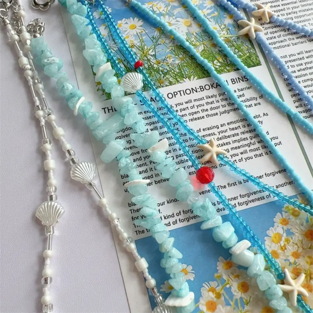 Shell Conch Shell Necklace Boho Style Sea Beach Starfish Pendant Necklace Jewelry Handmade Bohemia Beads Chain Choker Summer