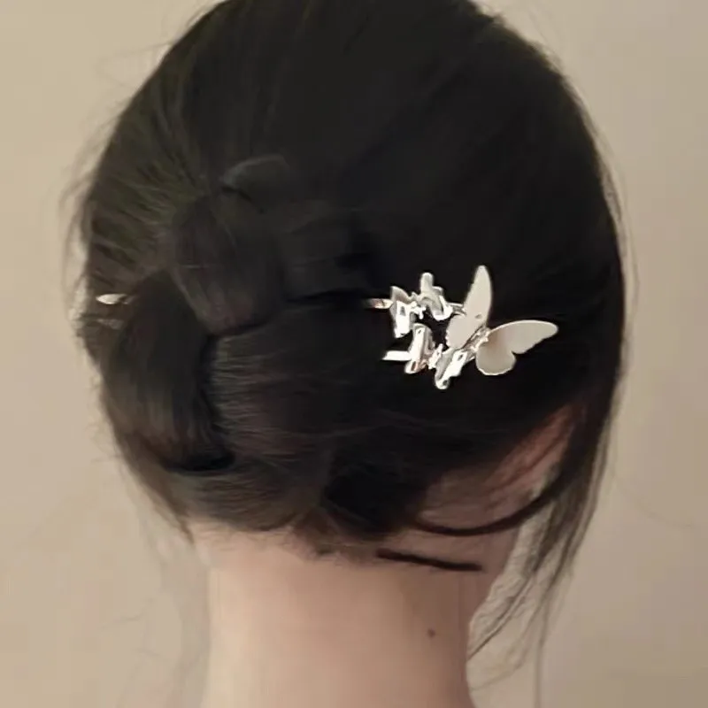 Horquillas coreanas en forma de U de mariposa, elegantes horquillas de Metal para el pelo, palillos para el pelo para mujeres y niñas, accesorios para peinados