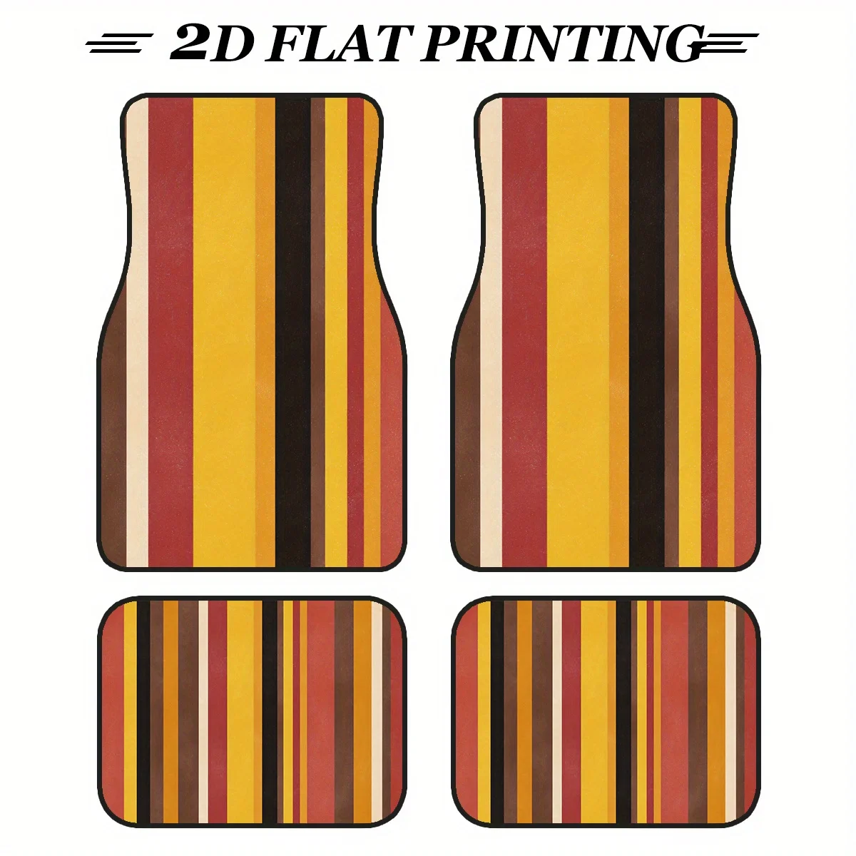 4pcs, Anti-Slip Polyester Material All-Weather Car Mats With Colorful Striped Design, Suitable For Sedan And SUV Models, Interio