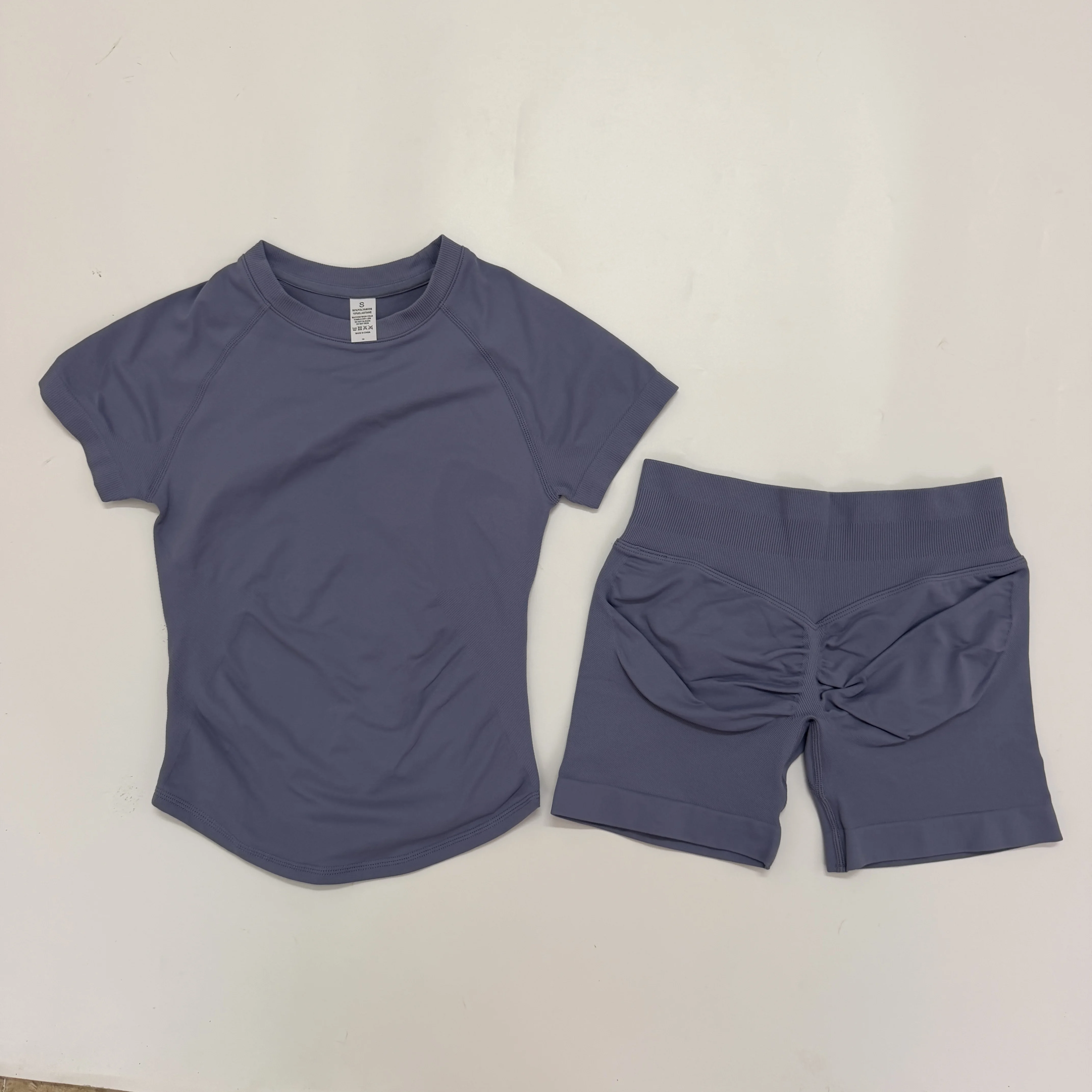 2-delige top met korte mouwen voor dames, workout gym crop top, lichtgewicht yoga top shirt, lange sport shirts, stretch shirts