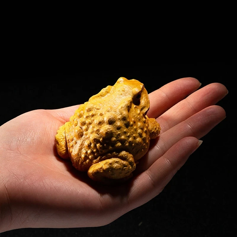 

Boxwood 5/6CM Lucky Rich Toads Wood Frogs Golden Toad Animal Statue Office Decoration Sculpture Mascot