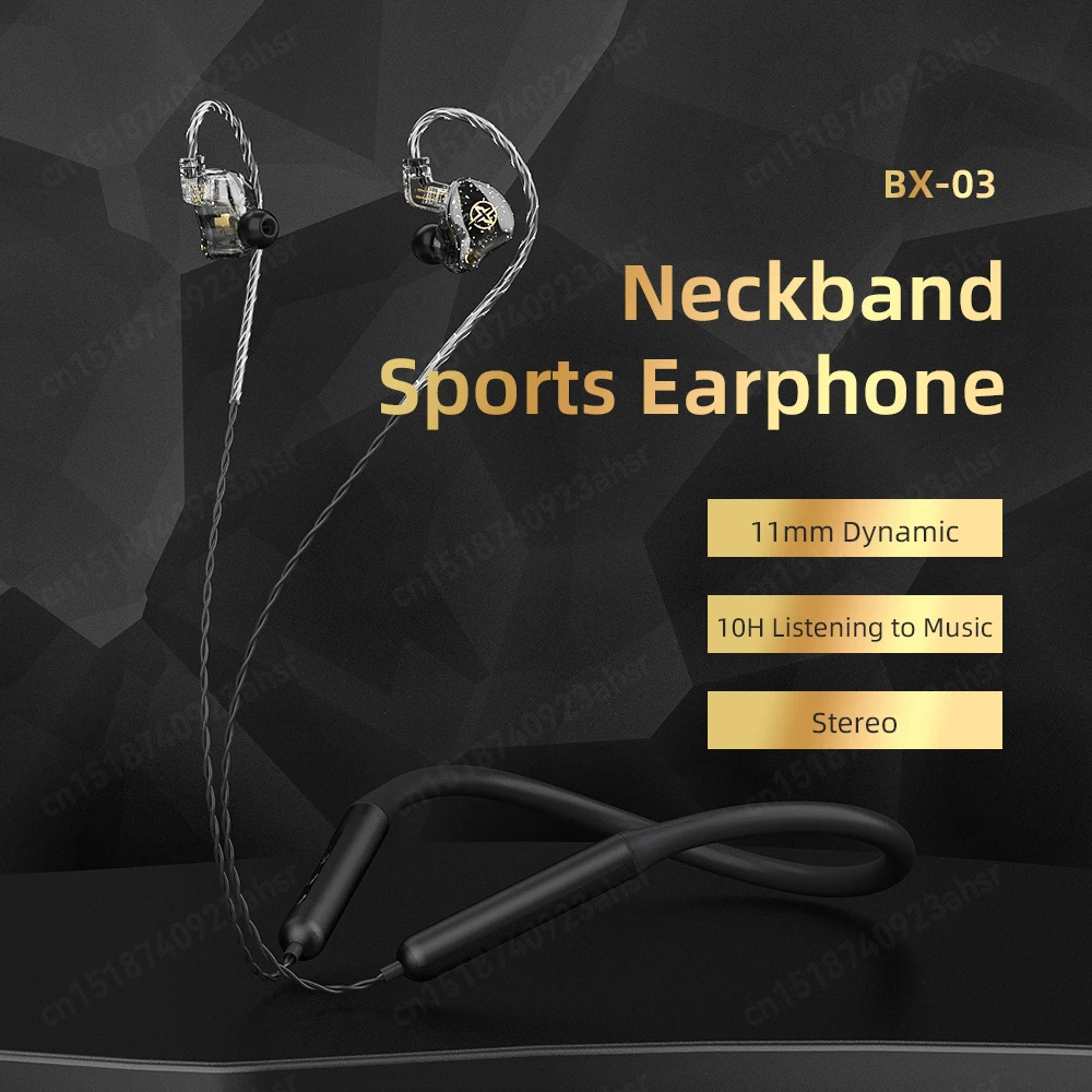 BX-03 Neckband Bluetooth Earphones Magnetic Wireless Headphones with Microphone HiFi Waterproof Sports Running Earbuds BT5.0