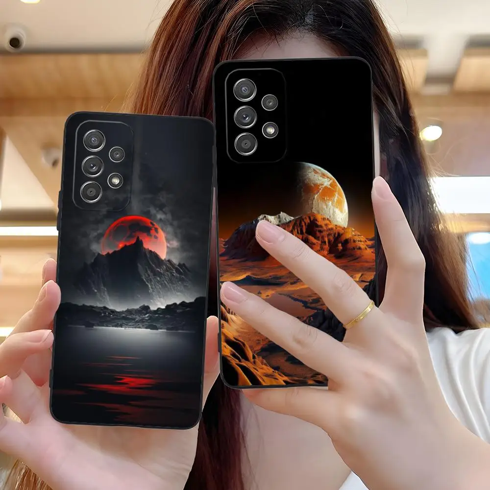 Luna Moon Phone Case for Samsung Galaxy M55 54 42 35 34 33 32 23 22 15 14 13 12 F55 5G Soft TPU Shockproof Cover